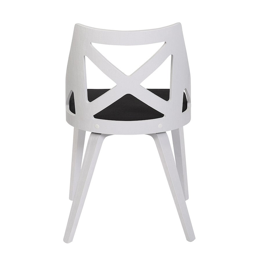 LumiSource Charlotte Chair Set of 2 | White Textured Wood and Charcoal Fabric Dining Chair | Farmhouse Dining Room | Model CH-CHARLOTWTXTCHAR2