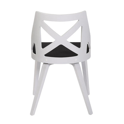 LumiSource Charlotte Chair Set of 2 | White Textured Wood and Charcoal Fabric Dining Chair | Farmhouse Dining Room | Model CH-CHARLOTWTXTCHAR2