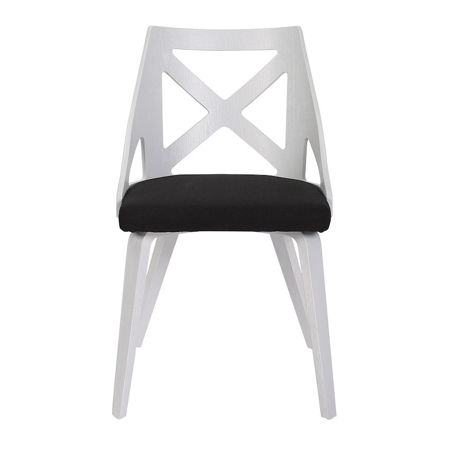LumiSource Charlotte Chair Set of 2 | White Textured Wood and Charcoal Fabric Dining Chair | Farmhouse Dining Room | Model CH-CHARLOTWTXTCHAR2