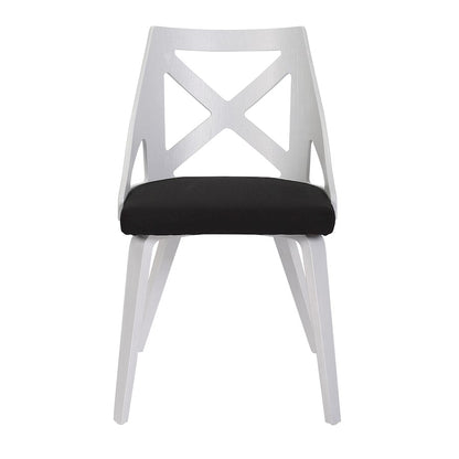 LumiSource Charlotte Chair Set of 2 | White Textured Wood and Charcoal Fabric Dining Chair | Farmhouse Dining Room | Model CH-CHARLOTWTXTCHAR2