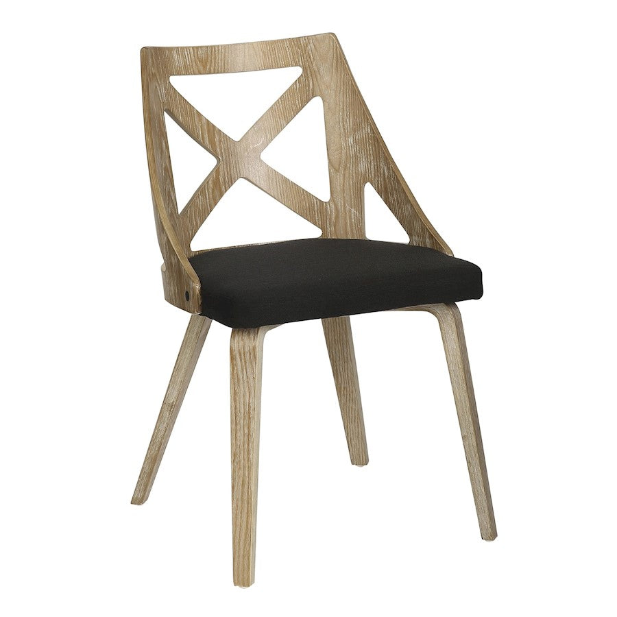 LumiSource Charlotte Chair Set of 2 | White Washed Wood and Charcoal Fabric Dining Chair | Farmhouse Dining Room & Kitchen | Model CH-CHARLOTWWCHAR2