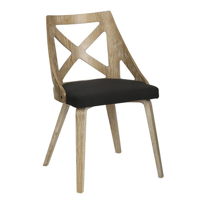 LumiSource Charlotte Chair Set of 2 | White Washed Wood and Charcoal Fabric Dining Chair | Farmhouse Dining Room & Kitchen | Model CH-CHARLOTWWCHAR2