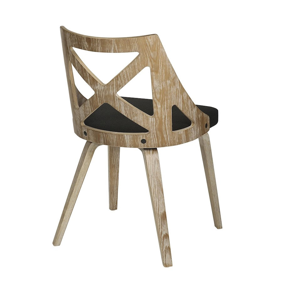 LumiSource Charlotte Chair Set of 2 | White Washed Wood and Charcoal Fabric Dining Chair | Farmhouse Dining Room & Kitchen | Model CH-CHARLOTWWCHAR2