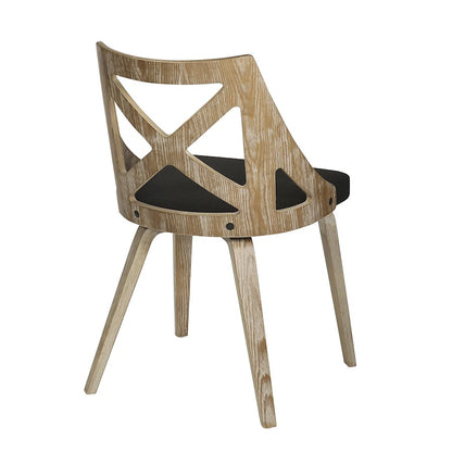 LumiSource Charlotte Chair Set of 2 | White Washed Wood and Charcoal Fabric Dining Chair | Farmhouse Dining Room & Kitchen | Model CH-CHARLOTWWCHAR2