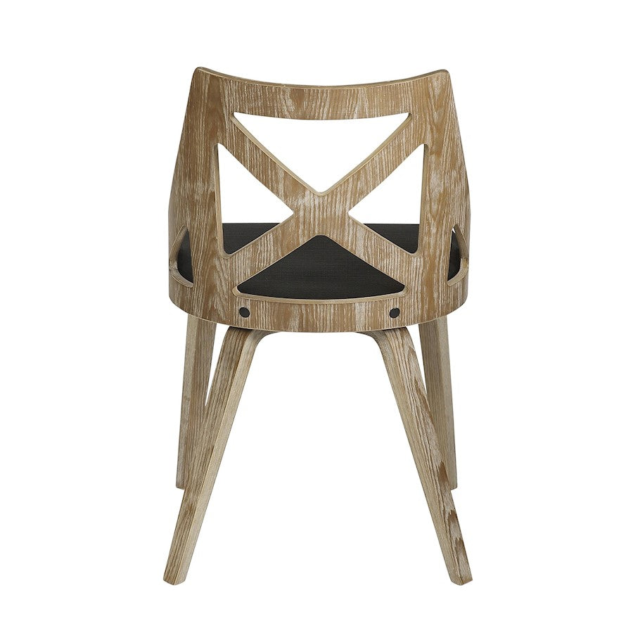LumiSource Charlotte Chair Set of 2 | White Washed Wood and Charcoal Fabric Dining Chair | Farmhouse Dining Room & Kitchen | Model CH-CHARLOTWWCHAR2