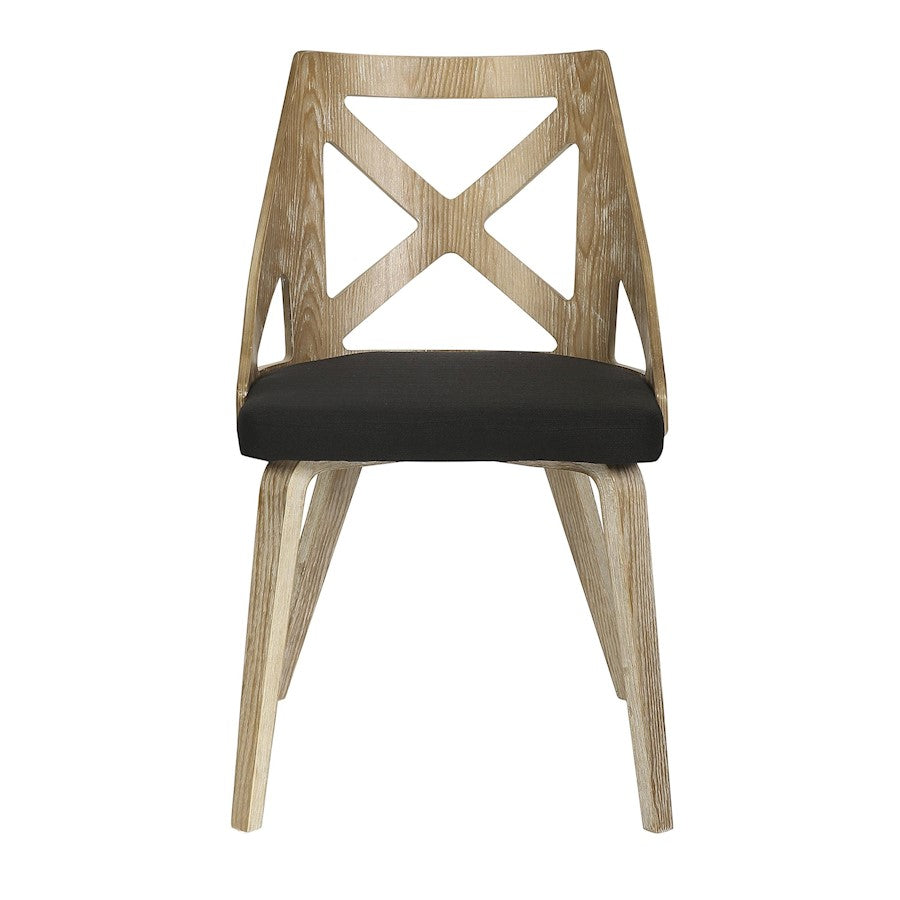 LumiSource Charlotte Chair Set of 2 | White Washed Wood and Charcoal Fabric Dining Chair | Farmhouse Dining Room & Kitchen | Model CH-CHARLOTWWCHAR2