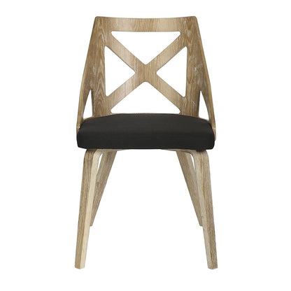 LumiSource Charlotte Chair Set of 2 | White Washed Wood and Charcoal Fabric Dining Chair | Farmhouse Dining Room & Kitchen | Model CH-CHARLOTWWCHAR2