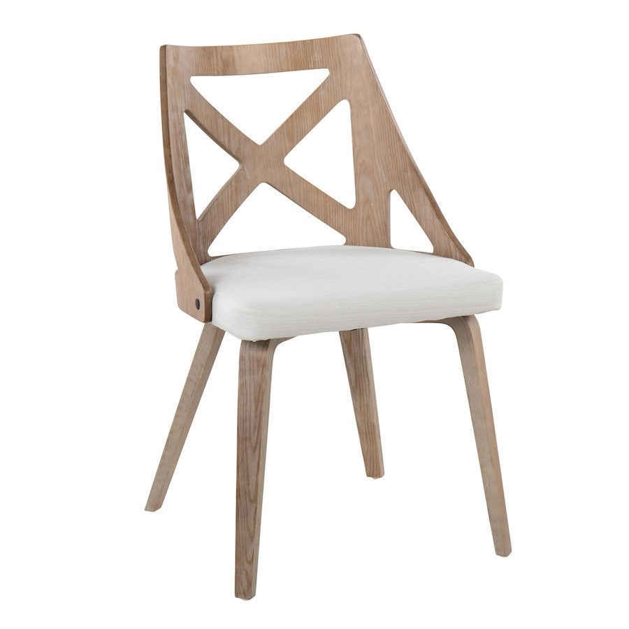 LumiSource Charlotte Chair Set of 2 | White Washed Wood & Cream Noise Fabric | Dining Room & Kitchen Seating | Model CH-CHARLOTWWCR2