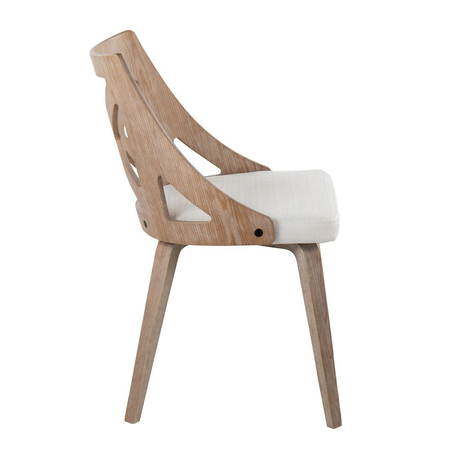LumiSource Charlotte Chair Set of 2 | White Washed Wood & Cream Noise Fabric | Dining Room & Kitchen Seating | Model CH-CHARLOTWWCR2