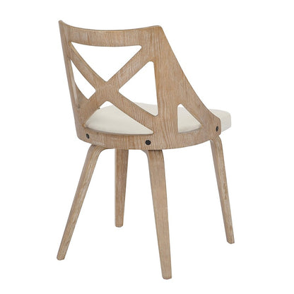 LumiSource Charlotte Chair Set of 2 | White Washed Wood & Cream Noise Fabric | Dining Room & Kitchen Seating | Model CH-CHARLOTWWCR2