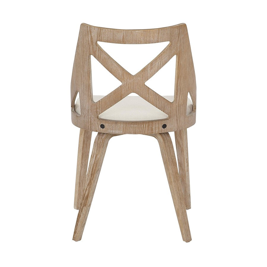 LumiSource Charlotte Chair Set of 2 | White Washed Wood & Cream Noise Fabric | Dining Room & Kitchen Seating | Model CH-CHARLOTWWCR2