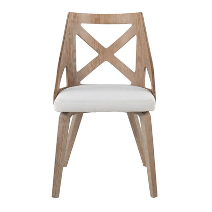 LumiSource Charlotte Chair Set of 2 | White Washed Wood & Cream Noise Fabric | Dining Room & Kitchen Seating | Model CH-CHARLOTWWCR2