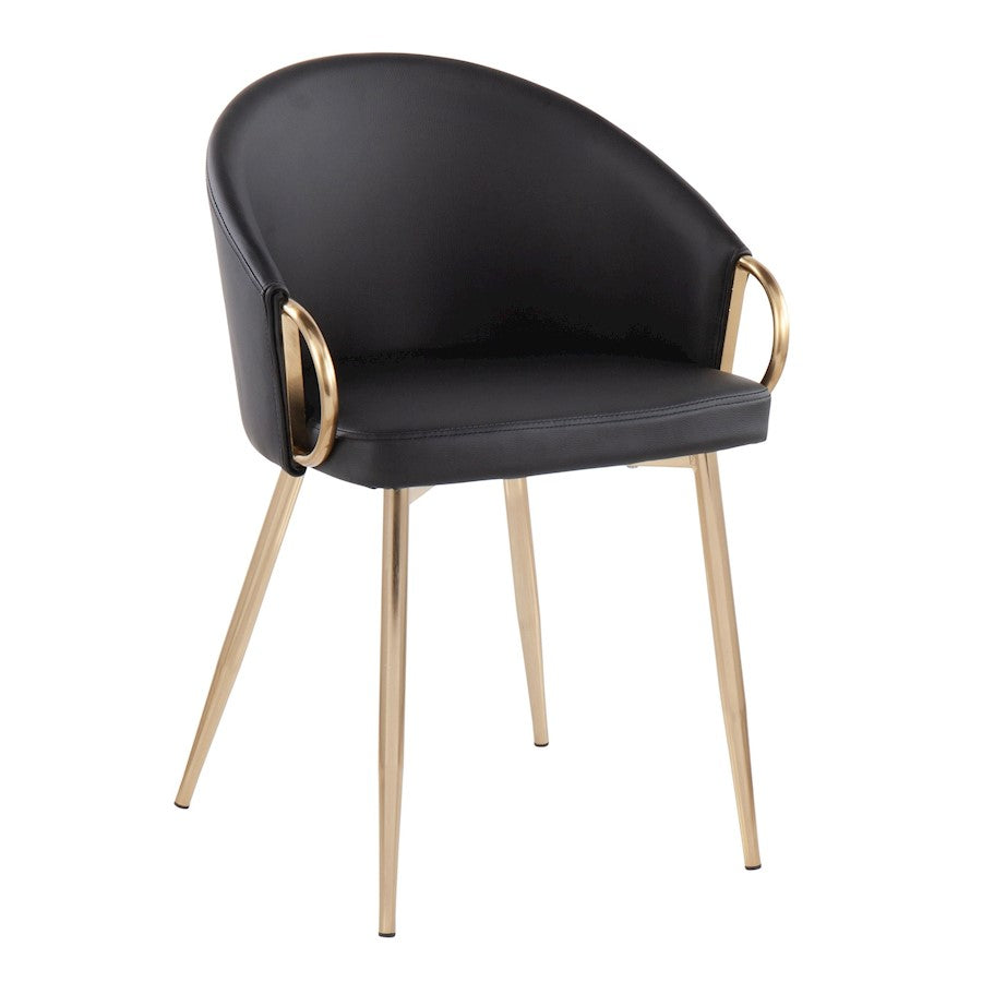 LumiSource Claire Chair | Gold Metal Frame & Black PU Leather | Contemporary Dining Room & Accent Seating | 18 x 20.5 x 29.5 in | Model CH-CLAIREAUBK