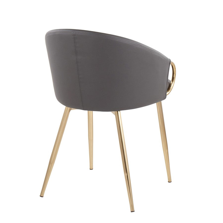 LumiSource Claire Chair | Gold Metal Frame & Grey PU Leather | Contemporary Dining Room & Accent Seating | 18 x 20.5 x 29.5 in | Model CH-CLAIREAUGY