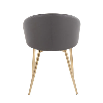 LumiSource Claire Chair | Gold Metal Frame & Grey PU Leather | Contemporary Dining Room & Accent Seating | 18 x 20.5 x 29.5 in | Model CH-CLAIREAUGY