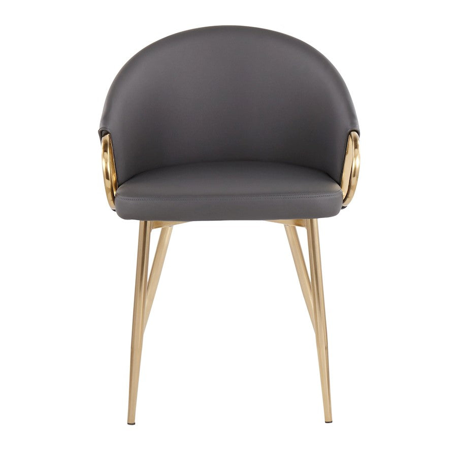 LumiSource Claire Chair | Gold Metal Frame & Grey PU Leather | Contemporary Dining Room & Accent Seating | 18 x 20.5 x 29.5 in | Model CH-CLAIREAUGY