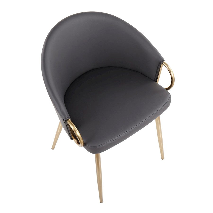 LumiSource Claire Chair | Gold Metal Frame & Grey PU Leather | Contemporary Dining Room & Accent Seating | 18 x 20.5 x 29.5 in | Model CH-CLAIREAUGY