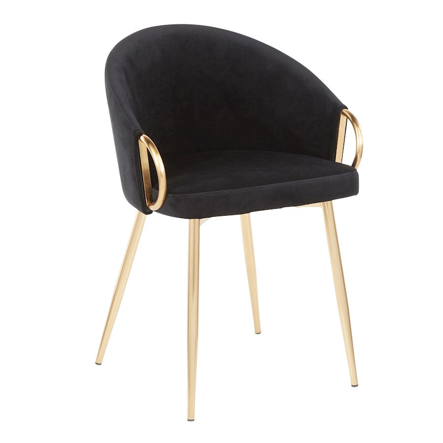LumiSource Claire Chair | Gold Metal Frame & Black Velvet Upholstery | Contemporary Dining Room & Accent Seating | Model CH-CLAIREAUVBK