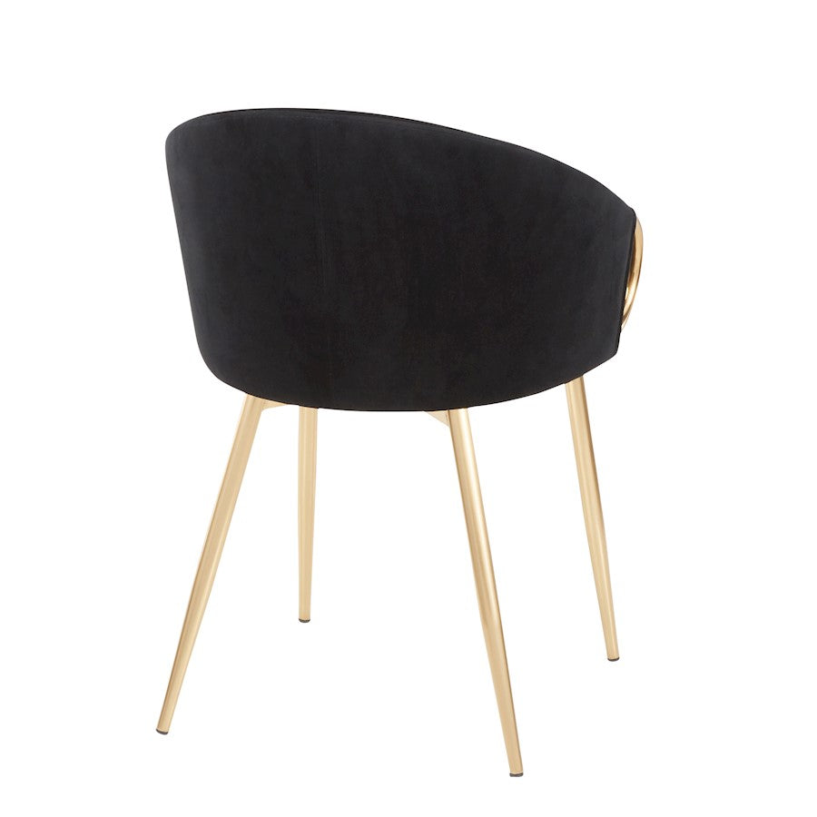 LumiSource Claire Chair | Gold Metal Frame & Black Velvet Upholstery | Contemporary Dining Room & Accent Seating | Model CH-CLAIREAUVBK