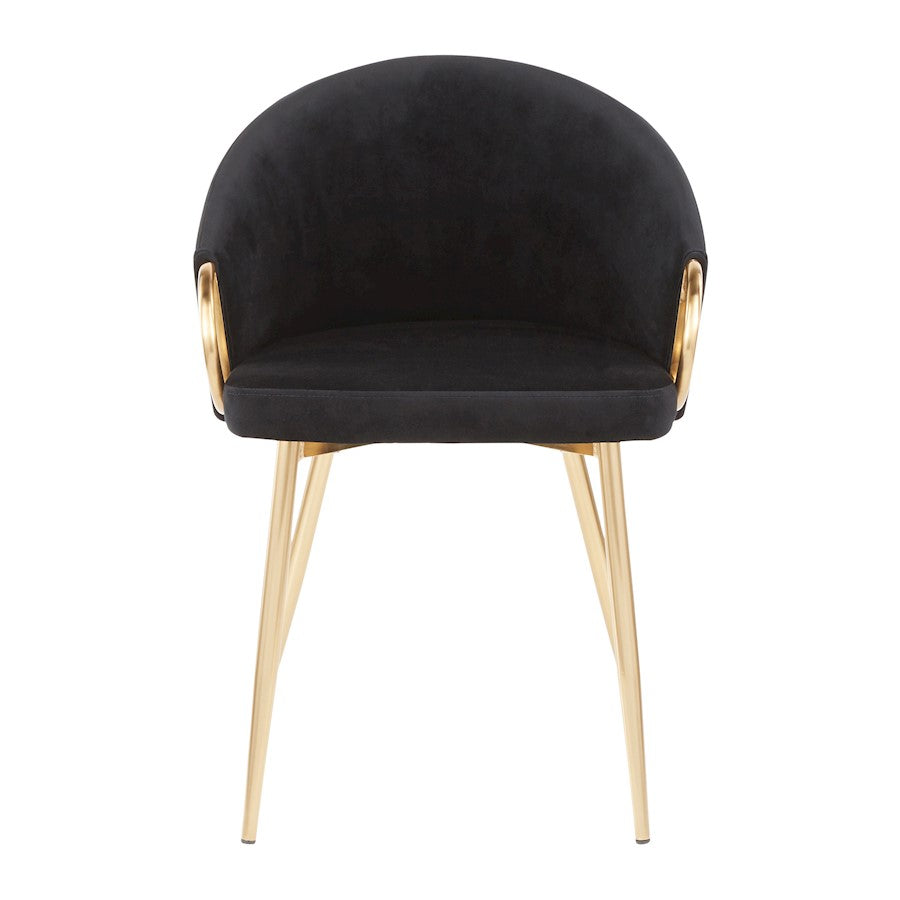 LumiSource Claire Chair | Gold Metal Frame & Black Velvet Upholstery | Contemporary Dining Room & Accent Seating | Model CH-CLAIREAUVBK