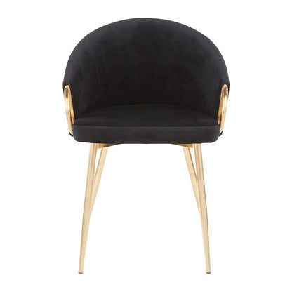 LumiSource Claire Chair | Gold Metal Frame & Black Velvet Upholstery | Contemporary Dining Room & Accent Seating | Model CH-CLAIREAUVBK