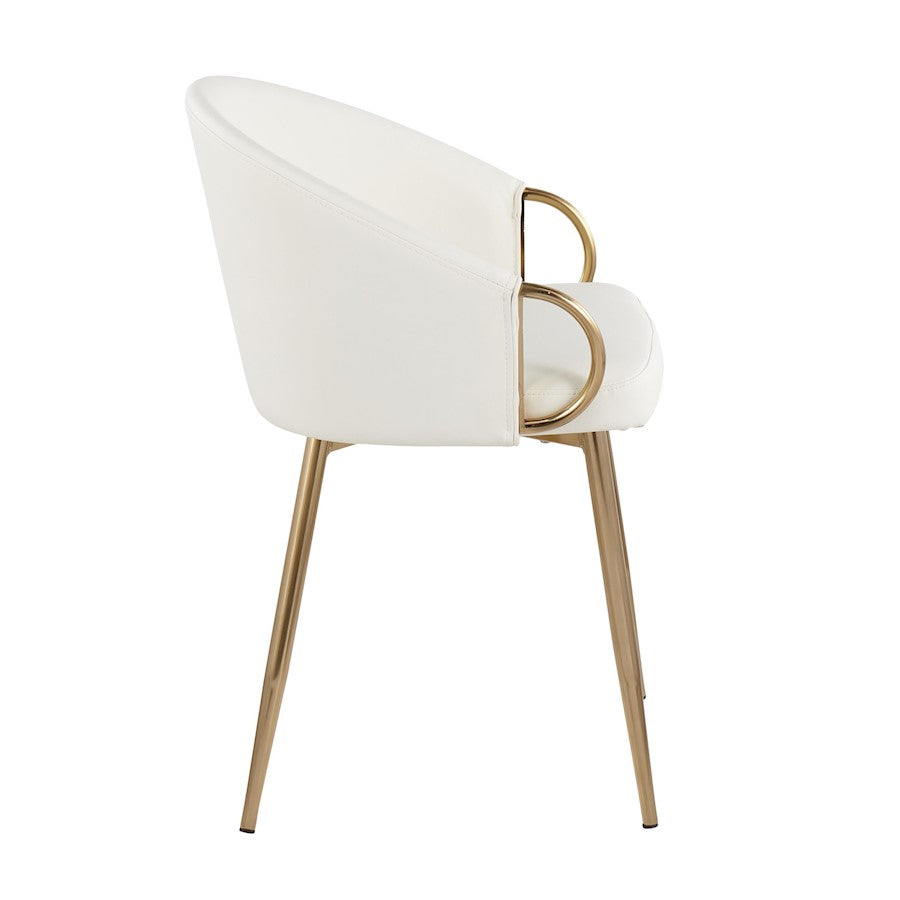 LumiSource Claire Chair | Gold Metal and White PU Faux Leather | Dining Room & Living Room Accent Chair | 18 x 20.5 x 29.5 in | Model CH-CLAIREAUW
