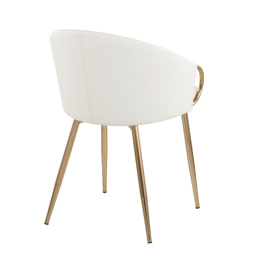 LumiSource Claire Chair | Gold Metal and White PU Faux Leather | Dining Room & Living Room Accent Chair | 18 x 20.5 x 29.5 in | Model CH-CLAIREAUW