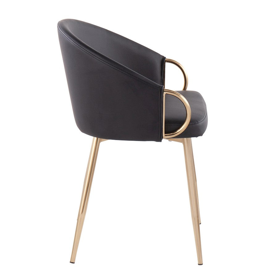 LumiSource Claire Chair Set of 2 | Gold Metal and Black PU Faux Leather | Dining Room & Living Room Accent Chairs | Model CH-CLAIREPU2AUBK2
