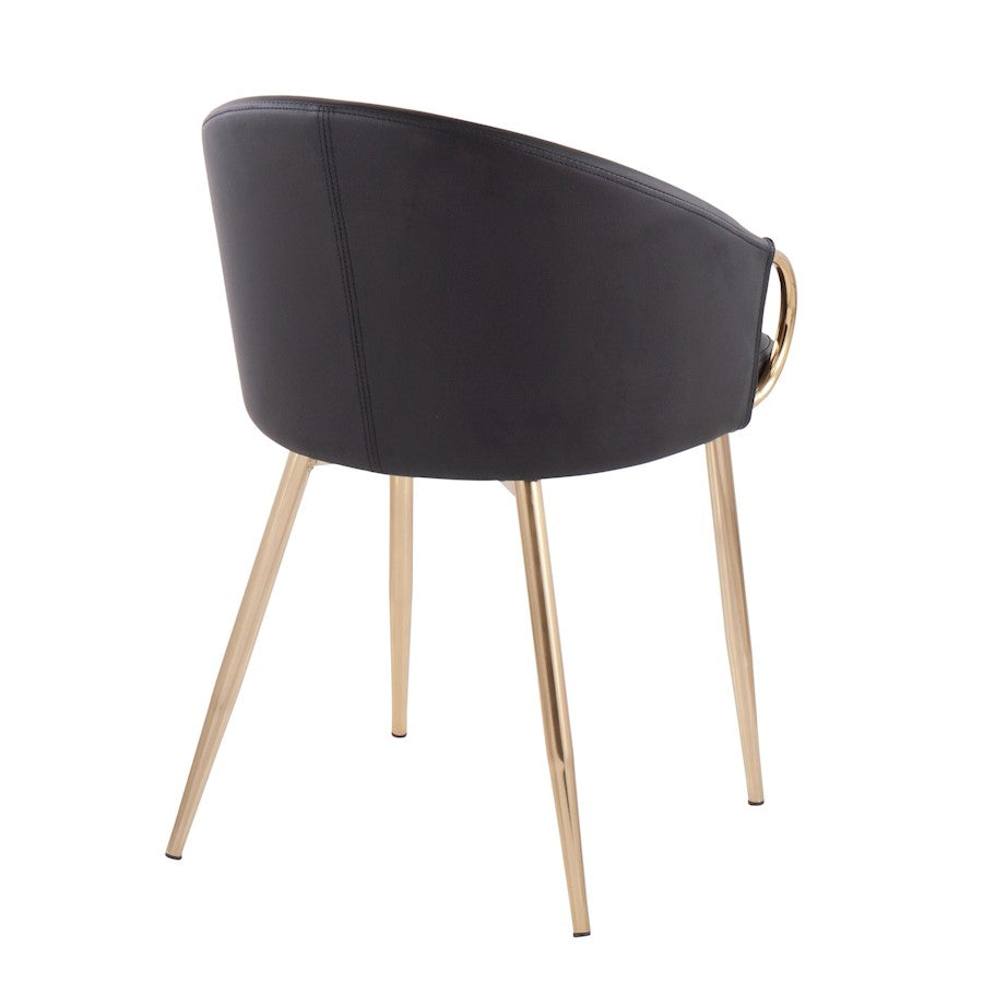 LumiSource Claire Chair Set of 2 | Gold Metal and Black PU Faux Leather | Dining Room & Living Room Accent Chairs | Model CH-CLAIREPU2AUBK2