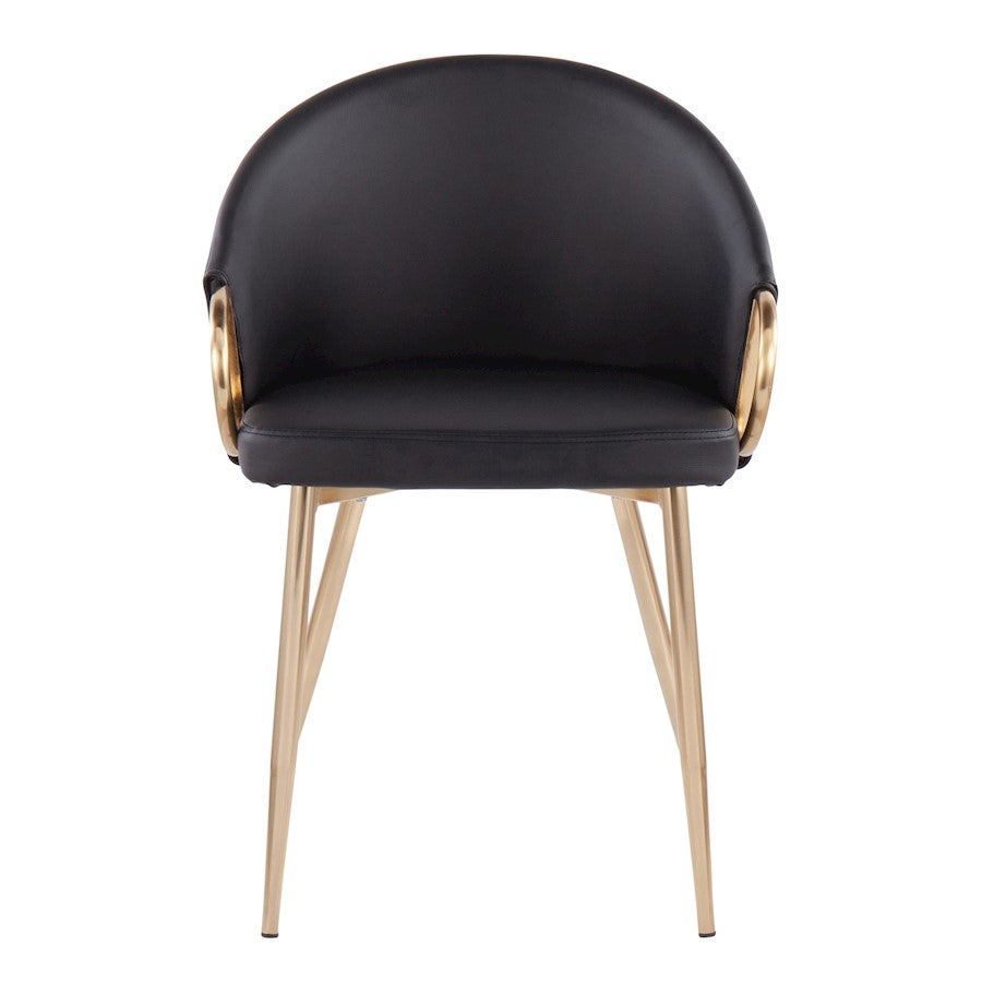 LumiSource Claire Chair Set of 2 | Gold Metal and Black PU Faux Leather | Dining Room & Living Room Accent Chairs | Model CH-CLAIREPU2AUBK2