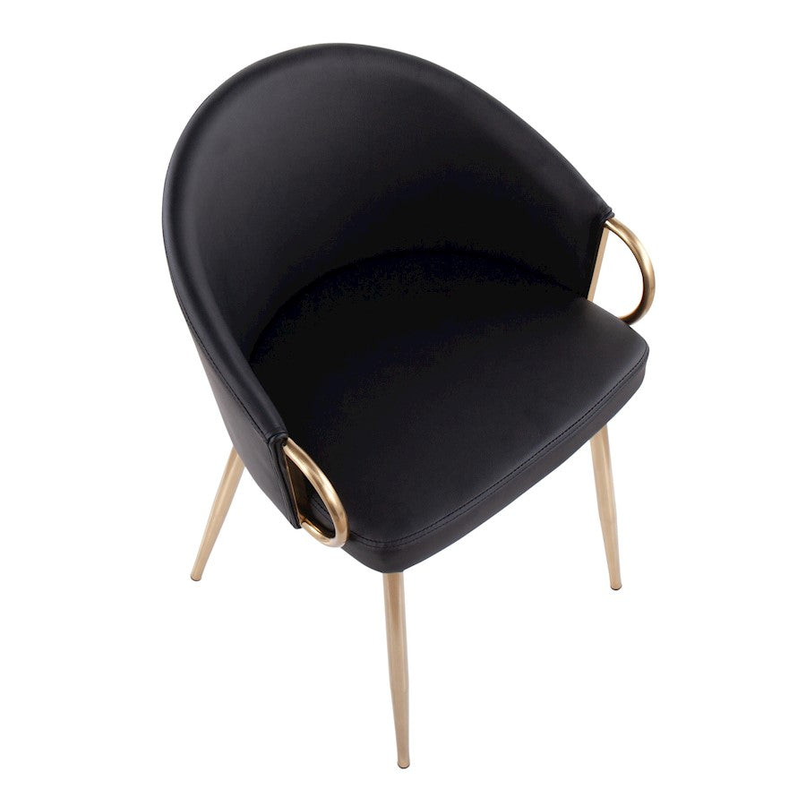 LumiSource Claire Chair Set of 2 | Gold Metal and Black PU Faux Leather | Dining Room & Living Room Accent Chairs | Model CH-CLAIREPU2AUBK2
