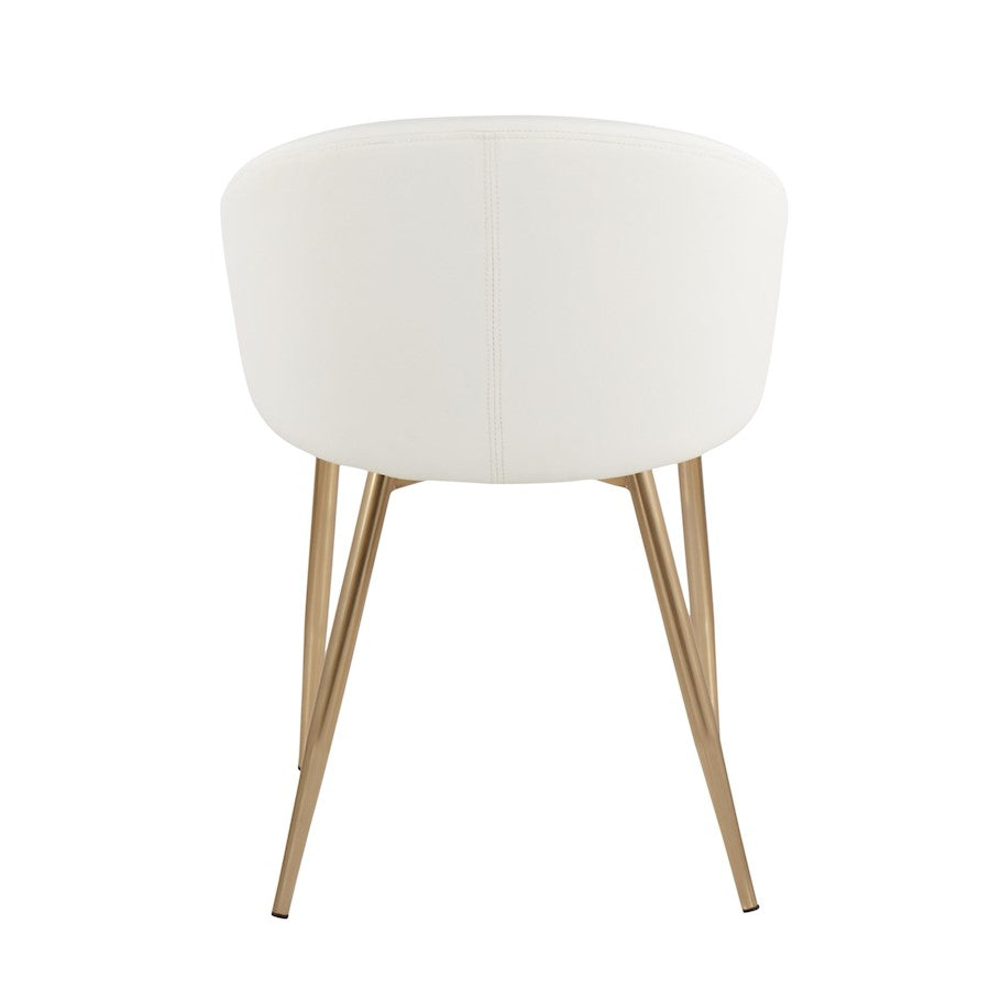 LumiSource Claire Chair Set of 2 | Gold Metal and White PU Faux Leather | Dining Room & Living Room Accent Chairs | Model CH-CLAIREPU2AUW2