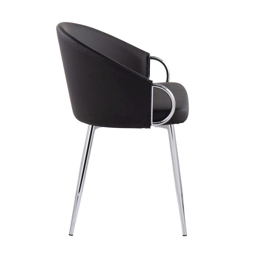 LumiSource Claire Set of 2 Dining Chair | Chrome Metal and Black PU Leather | Contemporary Dining Room & Kitchen | Model CH-CLAIREPU2CHRBK2