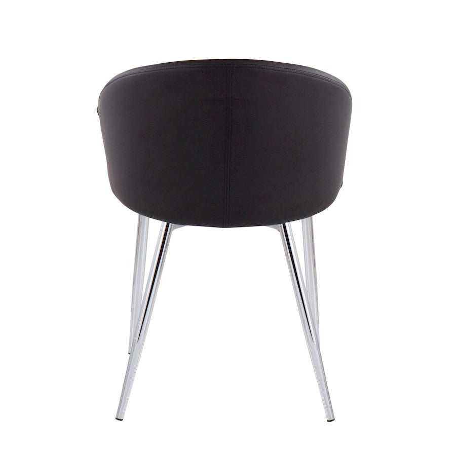 LumiSource Claire Set of 2 Dining Chair | Chrome Metal and Black PU Leather | Contemporary Dining Room & Kitchen | Model CH-CLAIREPU2CHRBK2