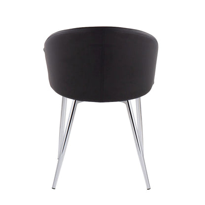 LumiSource Claire Set of 2 Dining Chair | Chrome Metal and Black PU Leather | Contemporary Dining Room & Kitchen | Model CH-CLAIREPU2CHRBK2