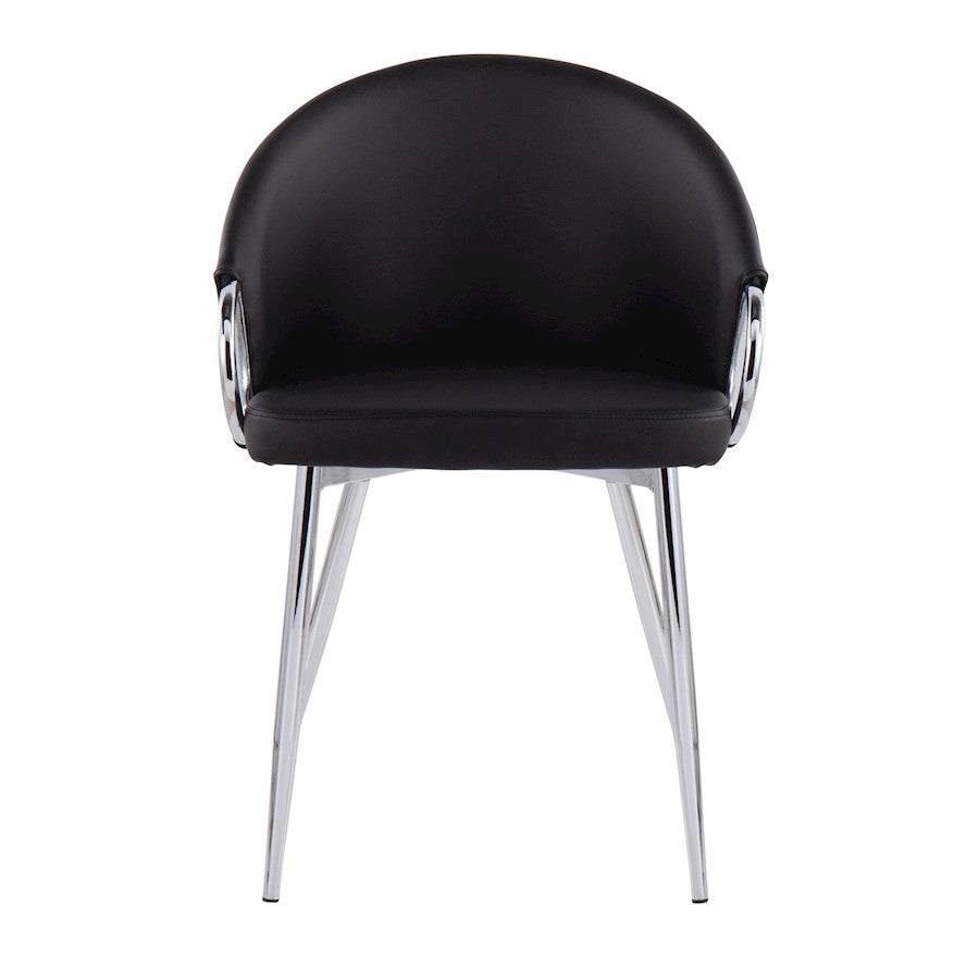 LumiSource Claire Set of 2 Dining Chair | Chrome Metal and Black PU Leather | Contemporary Dining Room & Kitchen | Model CH-CLAIREPU2CHRBK2