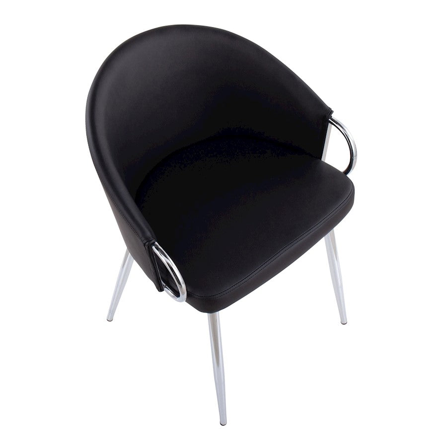 LumiSource Claire Dining Chair | Silver Metal and Black PU Leather | Contemporary Dining Room & Kitchen | 18 x 20.5 x 29.5 in | Model CH-CLAIRESVBK