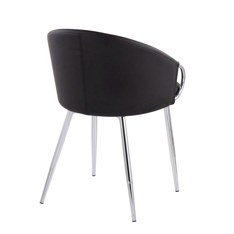 LumiSource Claire Dining Chair | Silver Metal and Black PU Leather | Contemporary Dining Room & Kitchen | 18 x 20.5 x 29.5 in | Model CH-CLAIRESVBK