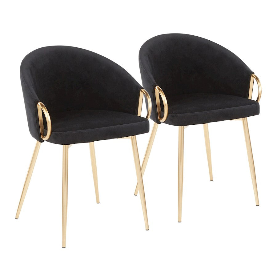 LumiSource Claire Set of 2 Dining Chair | Gold Metal and Black Velvet | Contemporary Dining Room & Kitchen | Model CH-CLAIREV2AUBK2