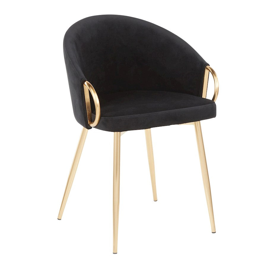 LumiSource Claire Set of 2 Dining Chair | Gold Metal and Black Velvet | Contemporary Dining Room & Kitchen | Model CH-CLAIREV2AUBK2