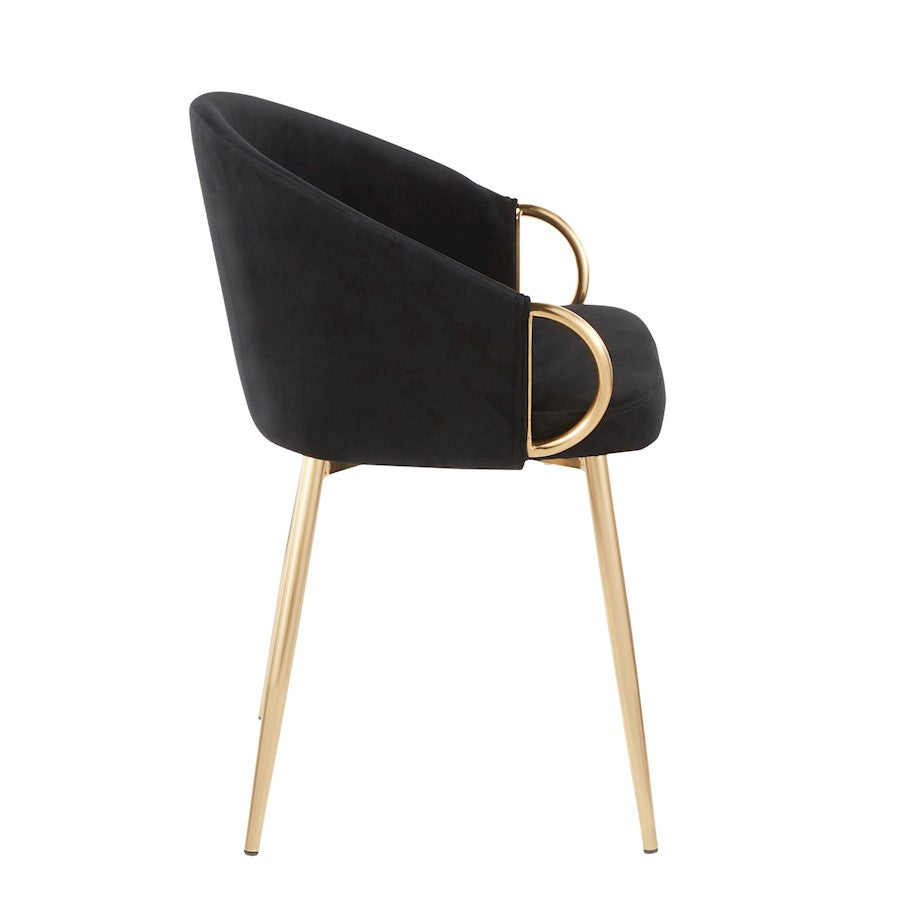 LumiSource Claire Set of 2 Dining Chair | Gold Metal and Black Velvet | Contemporary Dining Room & Kitchen | Model CH-CLAIREV2AUBK2