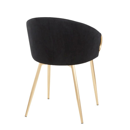 LumiSource Claire Set of 2 Dining Chair | Gold Metal and Black Velvet | Contemporary Dining Room & Kitchen | Model CH-CLAIREV2AUBK2
