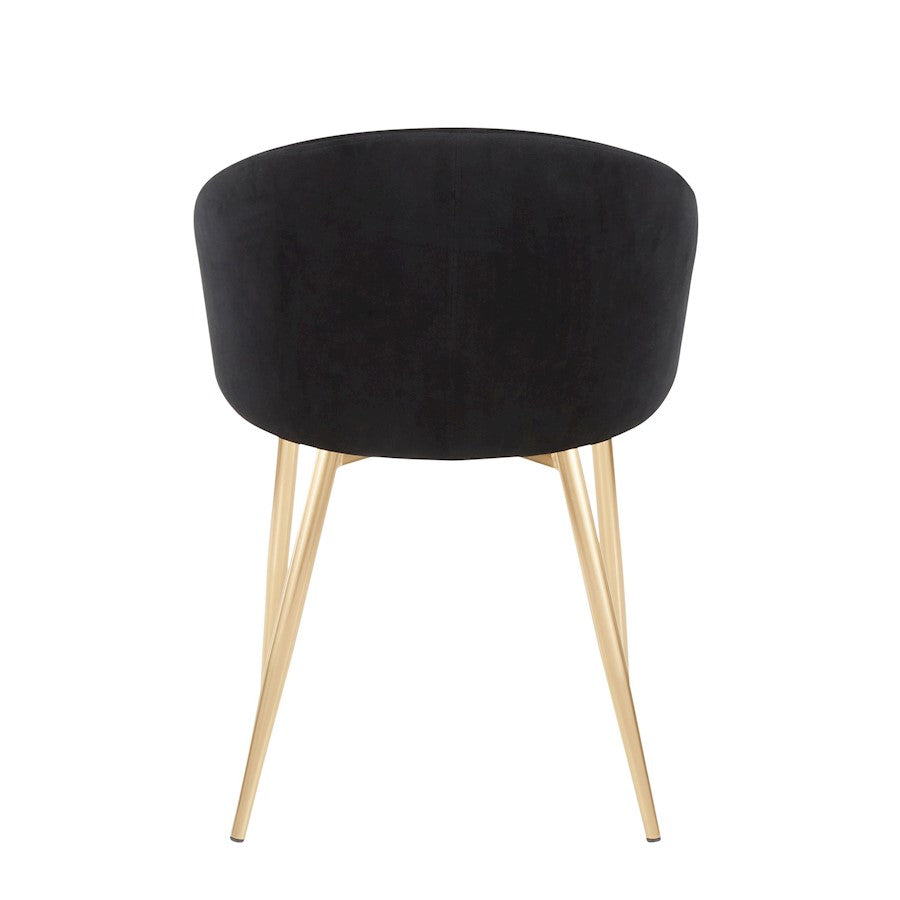 LumiSource Claire Set of 2 Dining Chair | Gold Metal and Black Velvet | Contemporary Dining Room & Kitchen | Model CH-CLAIREV2AUBK2