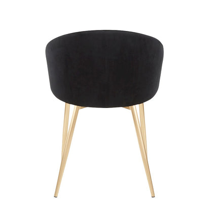 LumiSource Claire Set of 2 Dining Chair | Gold Metal and Black Velvet | Contemporary Dining Room & Kitchen | Model CH-CLAIREV2AUBK2
