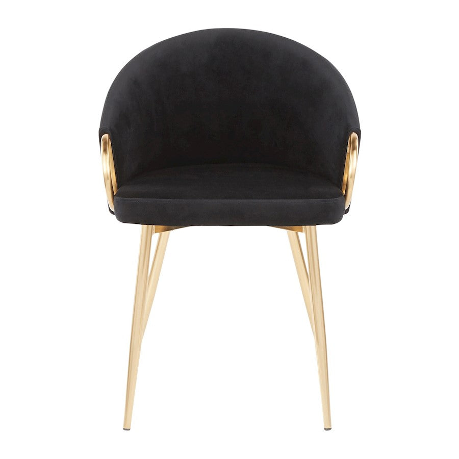 LumiSource Claire Set of 2 Dining Chair | Gold Metal and Black Velvet | Contemporary Dining Room & Kitchen | Model CH-CLAIREV2AUBK2