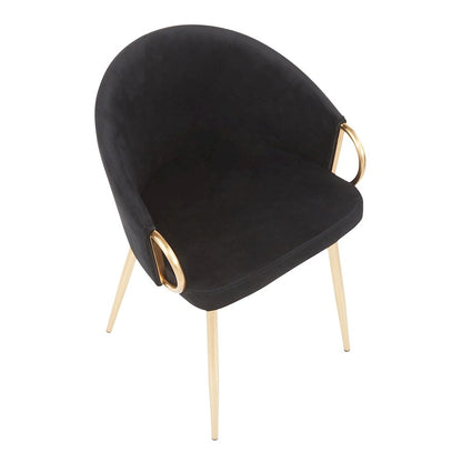 LumiSource Claire Set of 2 Dining Chair | Gold Metal and Black Velvet | Contemporary Dining Room & Kitchen | Model CH-CLAIREV2AUBK2