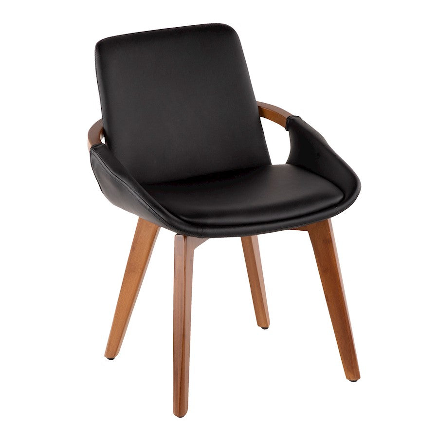 LumiSource Cosmo Chair | Mid-Century Walnut and Black Faux Leather | Dining Room & Kitchen Seating | 21 x 20 x 30.5 in | Model CH-COSMOWL-BK