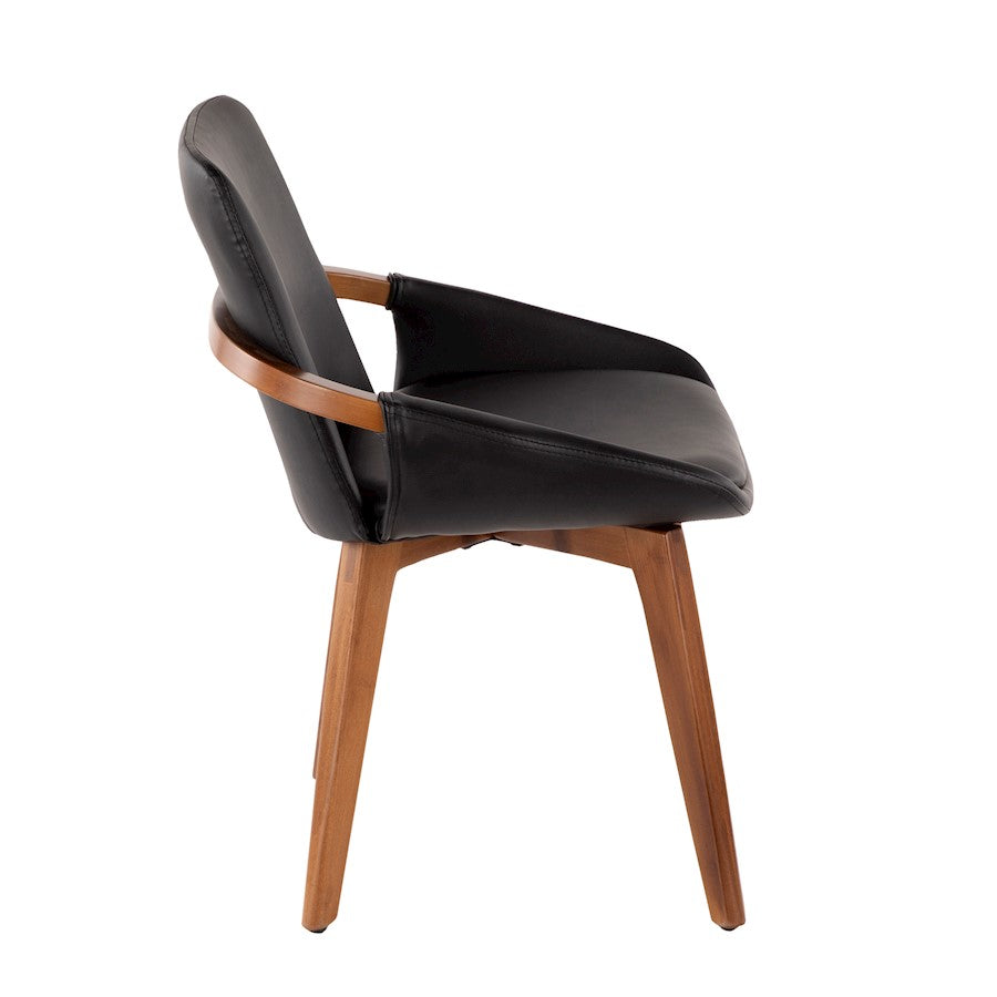 LumiSource Cosmo Chair | Mid-Century Walnut and Black Faux Leather | Dining Room & Kitchen Seating | 21 x 20 x 30.5 in | Model CH-COSMOWL-BK