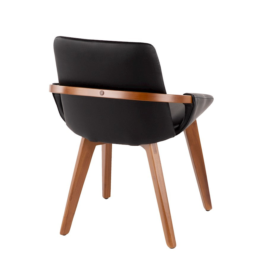LumiSource Cosmo Chair | Mid-Century Walnut and Black Faux Leather | Dining Room & Kitchen Seating | 21 x 20 x 30.5 in | Model CH-COSMOWL-BK