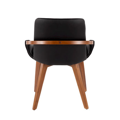 LumiSource Cosmo Chair | Mid-Century Walnut and Black Faux Leather | Dining Room & Kitchen Seating | 21 x 20 x 30.5 in | Model CH-COSMOWL-BK